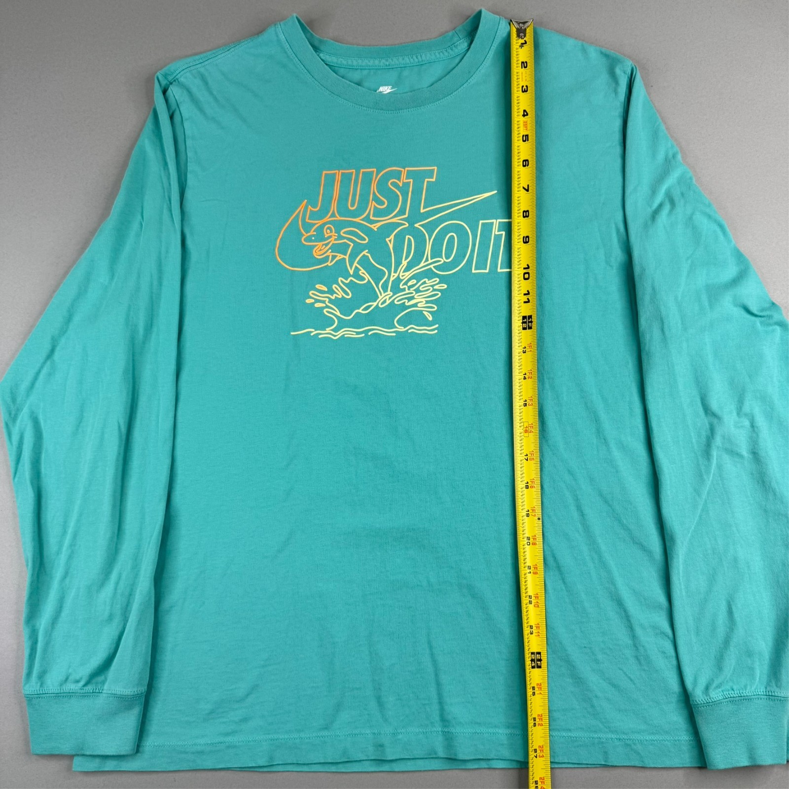Nike Mens XL Teal Green 100% Cotton Dolphin "Just Do It" Logo Graphic T-Shirt gallery
