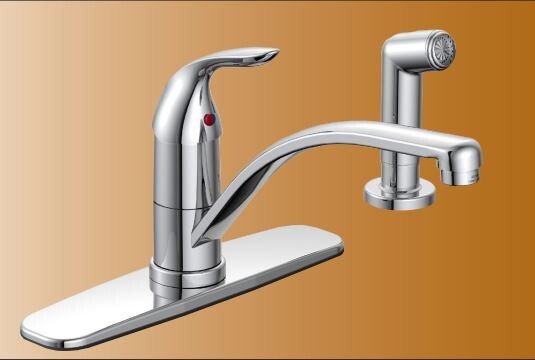Chrome 8″ Single Handle Kitchen Faucet with Sprayer – Plumb4orce P4B-140C