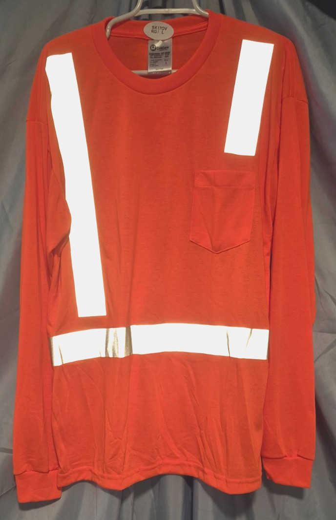 Crew LS Orange Safety Shirt Reflective High Visibility ANSI Class 2/Type R
