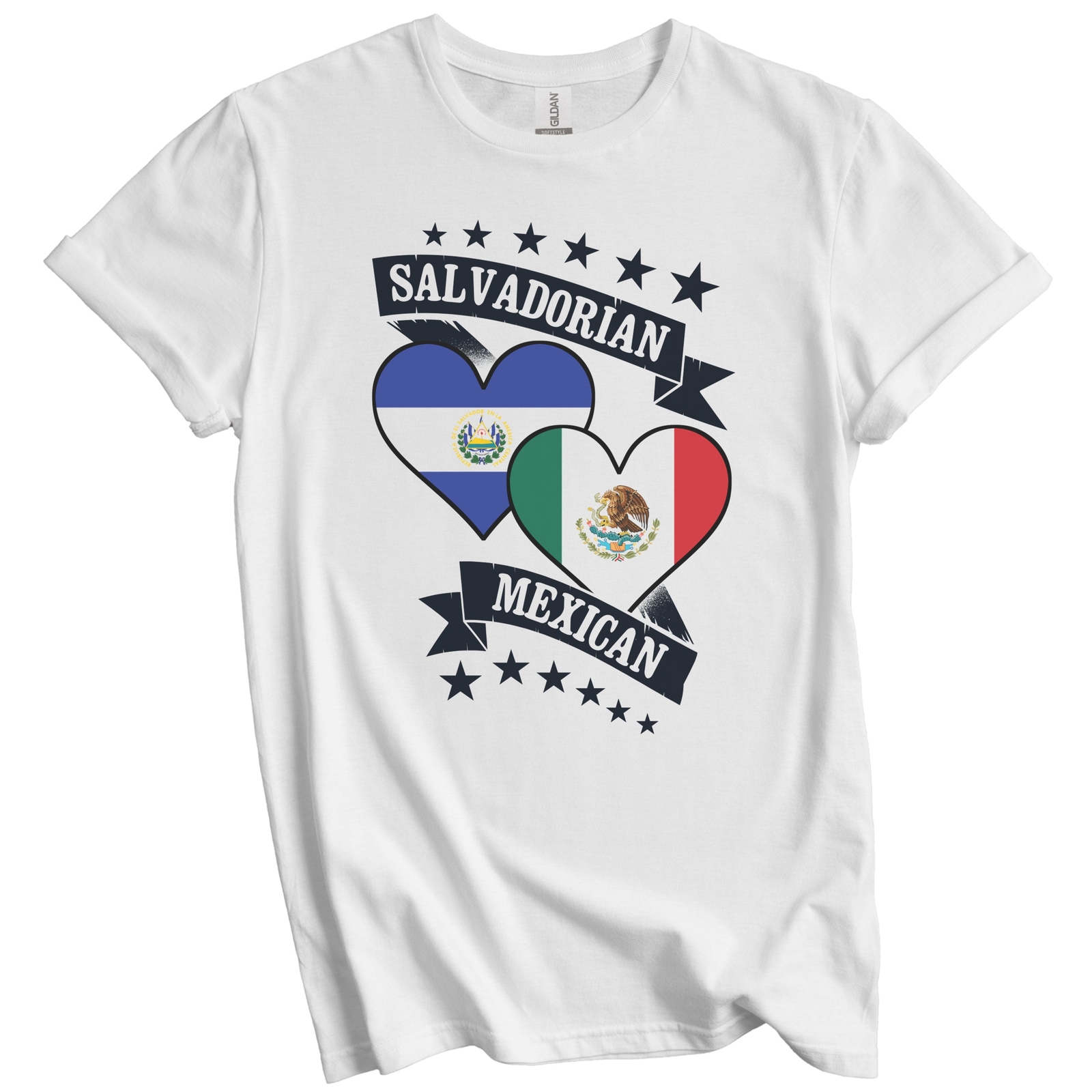 Salvadorian Mexican Heart Flags El Salvador Mexico T-Shirt gallery