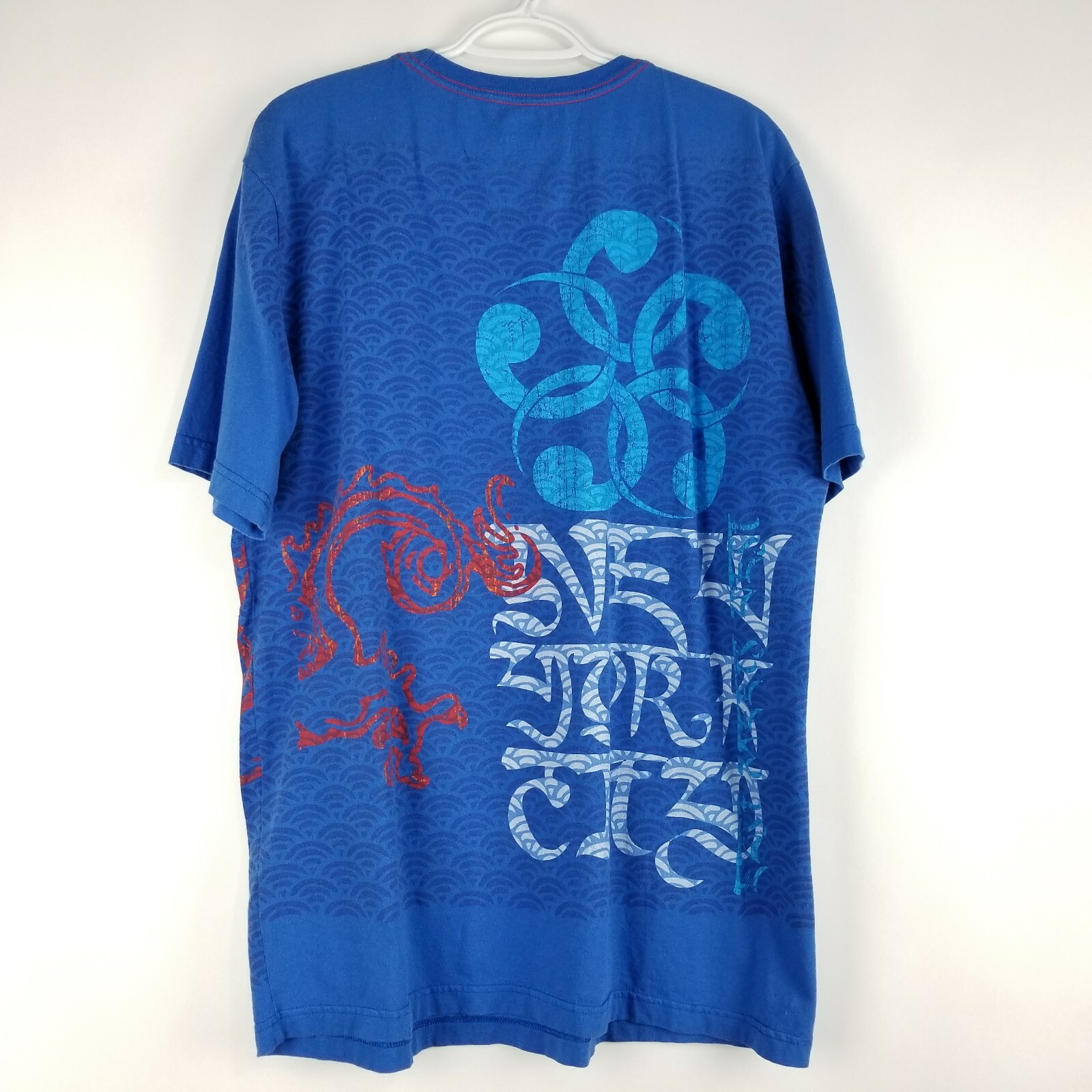 Tommy Hilfiger Men's Shirt Size XL Blue Trim Fit Graphic Tee East Meets West NY gallery