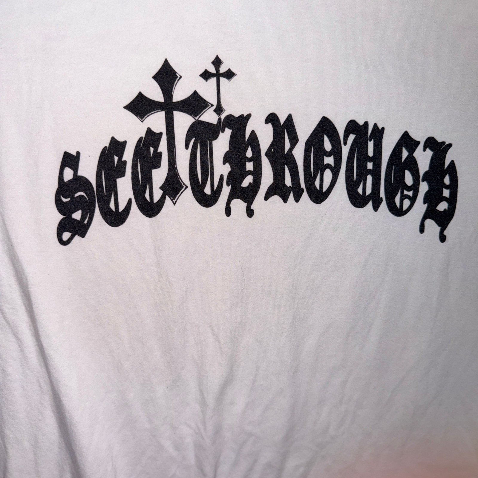 ROMWE Small White See Through Gothic Cross 90s Grunge Alt Streetwear Vampy gallery