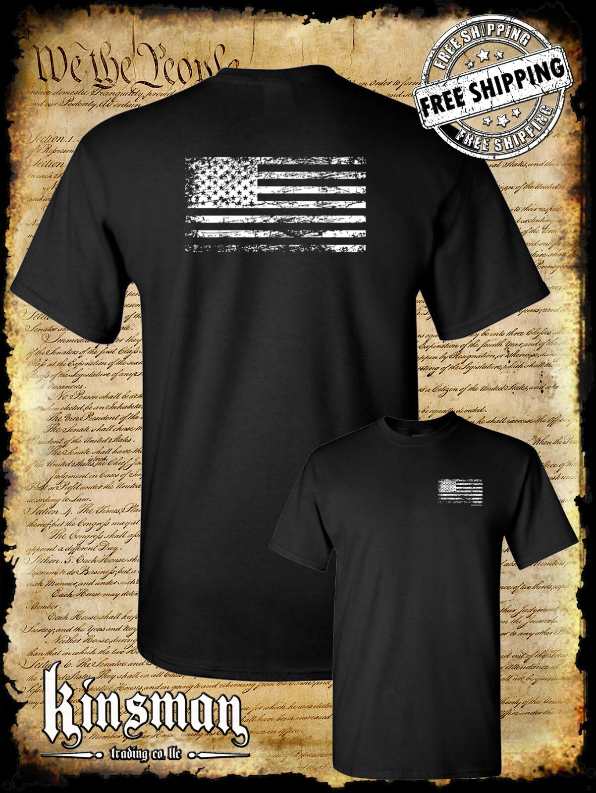 United States Flag Distressed Logo 2-Sided T-Shirt USA gallery