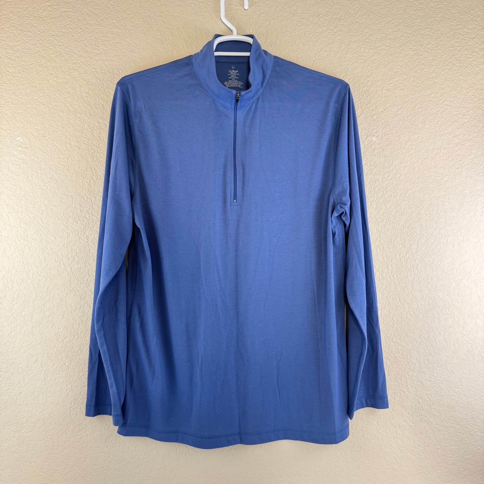 L.L. Bean Pullover Mens L TALL Blue Lightweight T-Shirt Baselayer 1/4 Zip Active