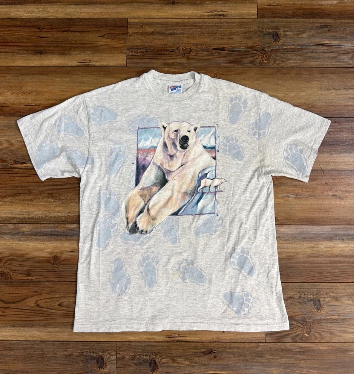 VTG 1993 Harlequin Nature Graphics Polar Bear T-Shirt Large Single Stitch gallery