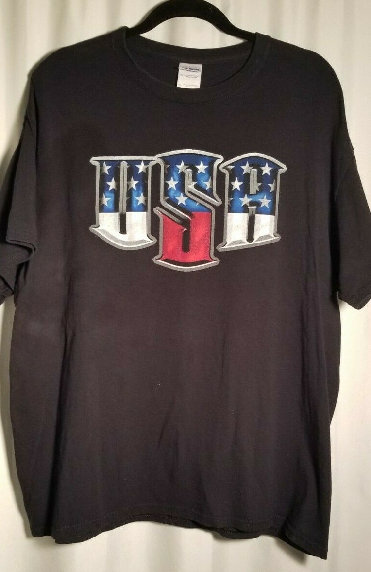USA Men's T-Shirt Red White & Blue LOGO On Black Shirt Size XL gallery