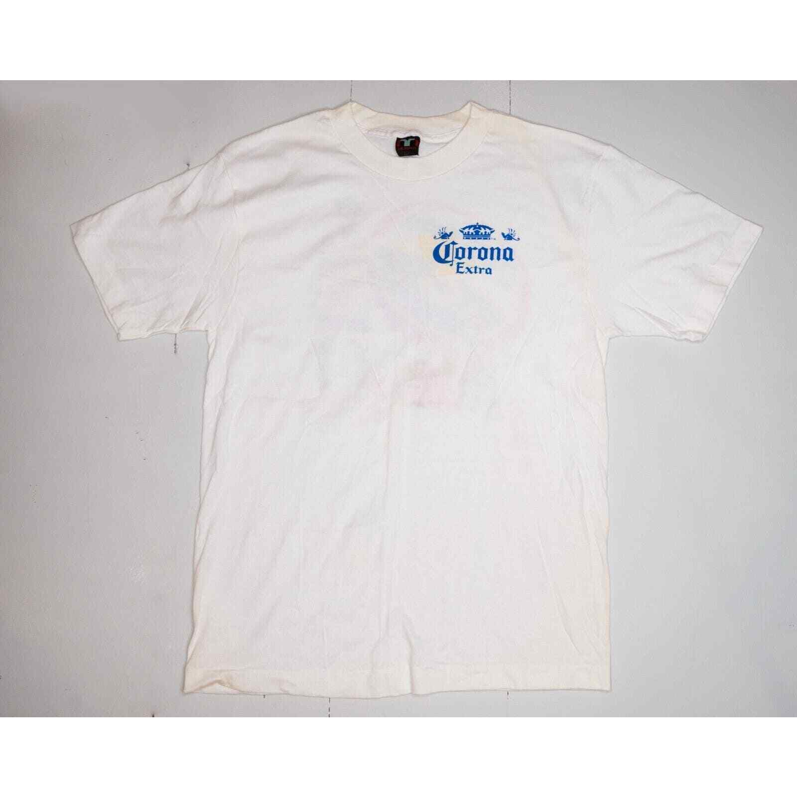Vintage 80s Corona Extra Beer Sz L Roaring 20s Beach Scene T-shirt 2 gallery