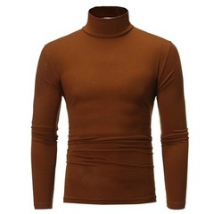 Mens Turtleneck Basic Pullover Long Sleeve Jumper Top Casual Slim Fit T-Shirt