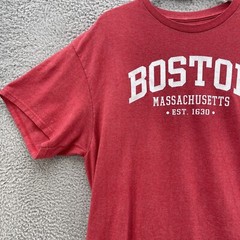 Boston Massachusetts Tee Men Large L Red Big Graphic Spell Out Casual Travel