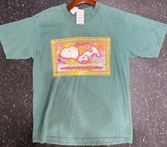 Gildan Heavyweight Snoopy Graphic Green Men’s T-Shirt Size L