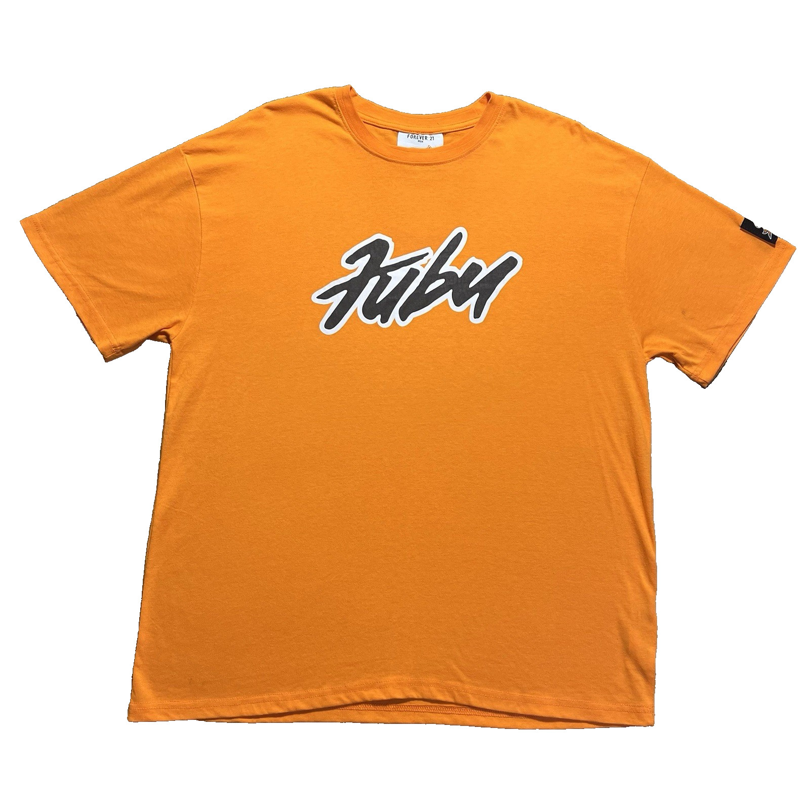 FUBU 05 Logo Tee Mens L Orange Hip Hop Streetwear Graphic Shirt