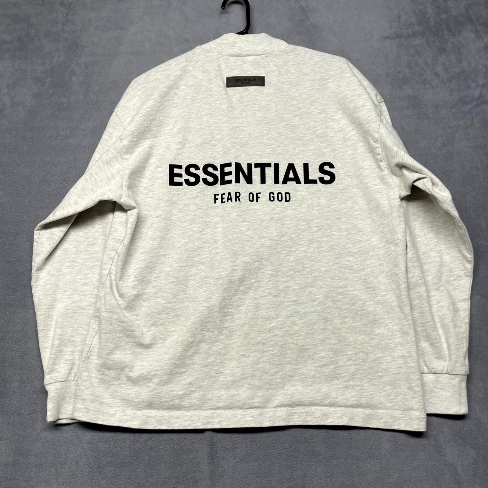 Fear of God Essentials Shirt Men 2XS Heather Gray Spellout Logo Cotton Mock Neck gallery