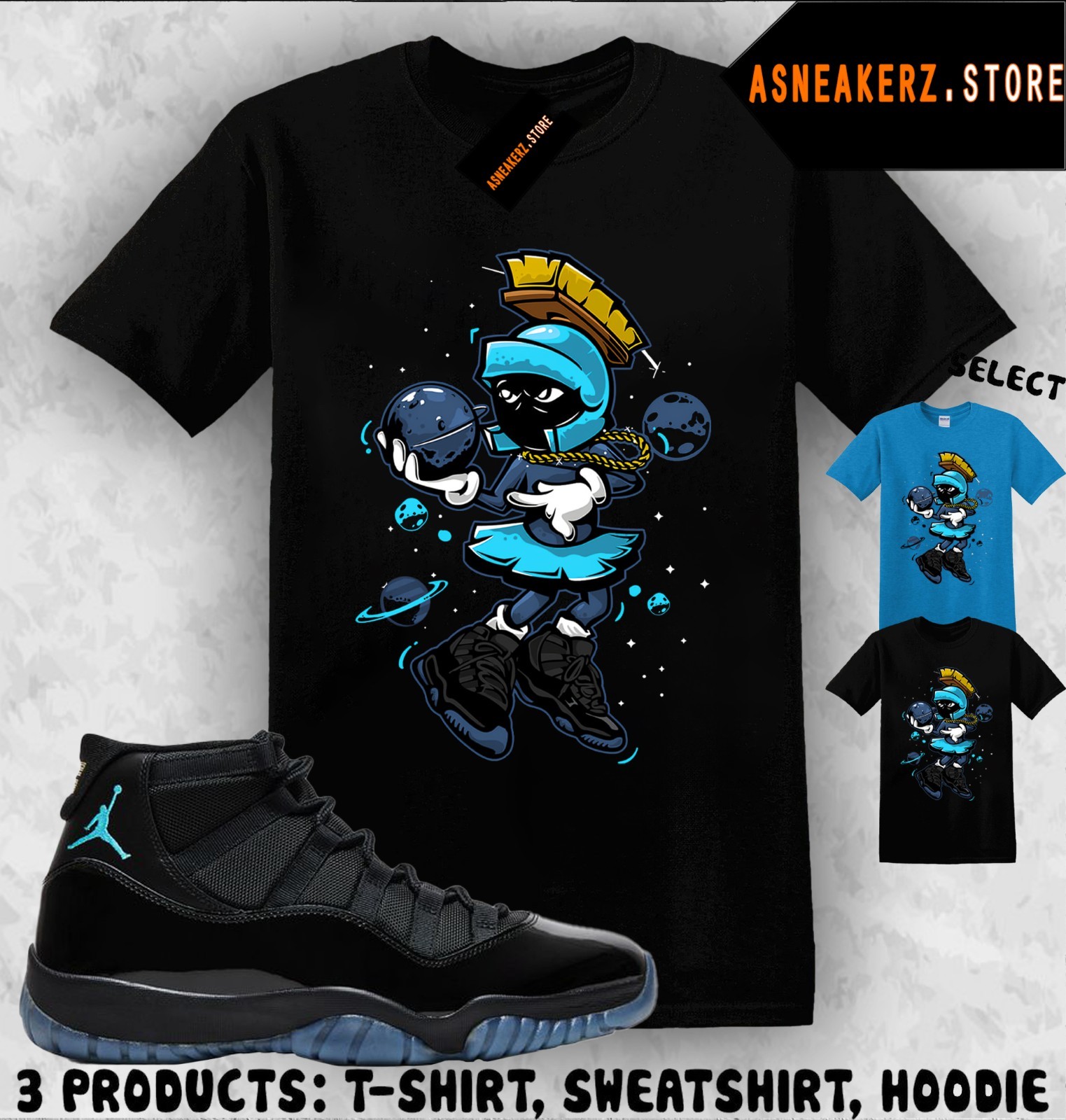 Shirt Matching AJ 11 Gamma Blue 2025 Match Sneaker Sneakerhead Martian T-Shirt gallery