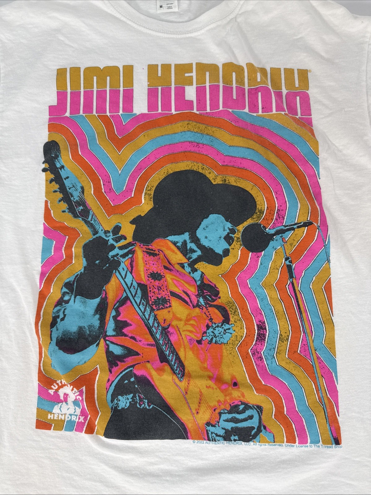 Jimi Hendrix Shirt Size M White Psychedelic Graphic Band Tee 2022 gallery