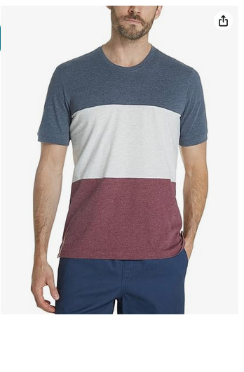 Weatherproof Vintage Men’s Color Block Short Sleeve T-Shirt (Grey, Large) NWT