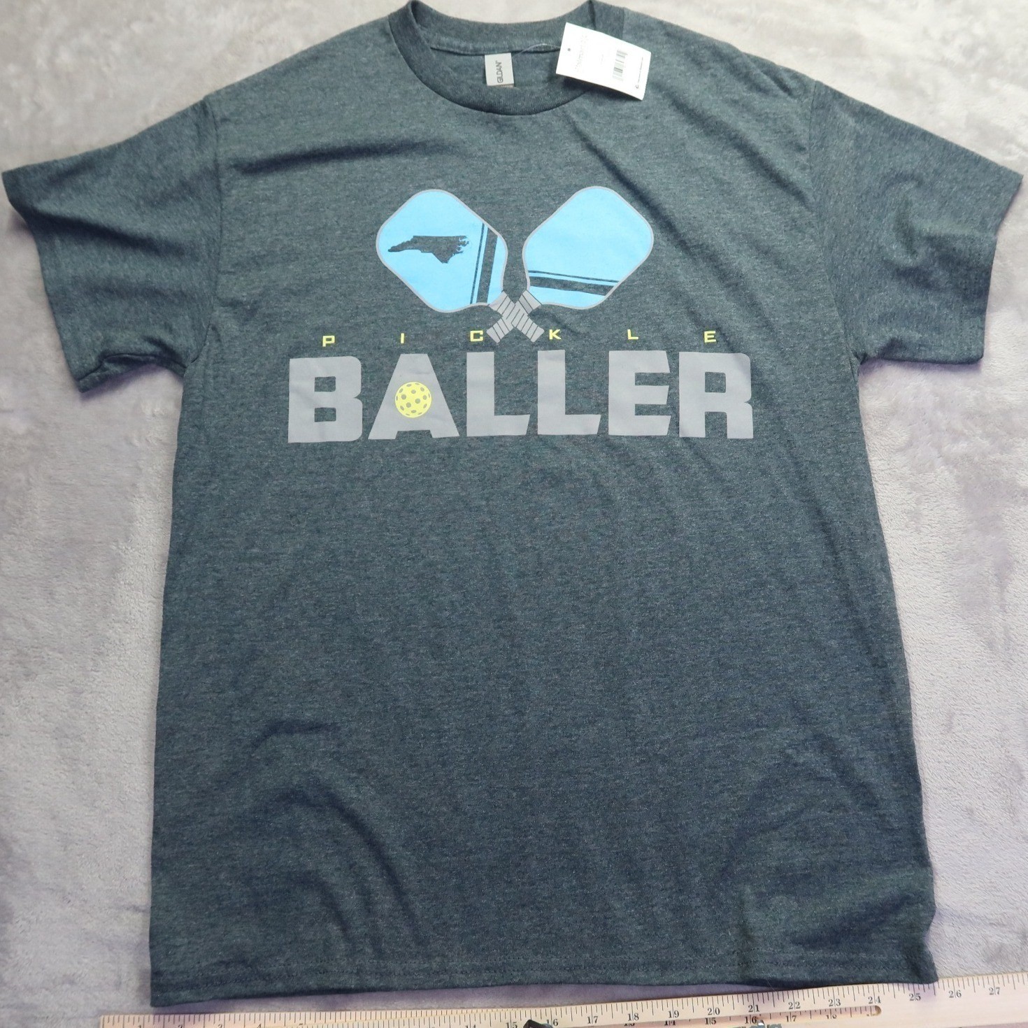 Pickle Baller Poly/Cotton Blend Men's T-Shirt Dark Heather Grey Crewneck M NWT gallery