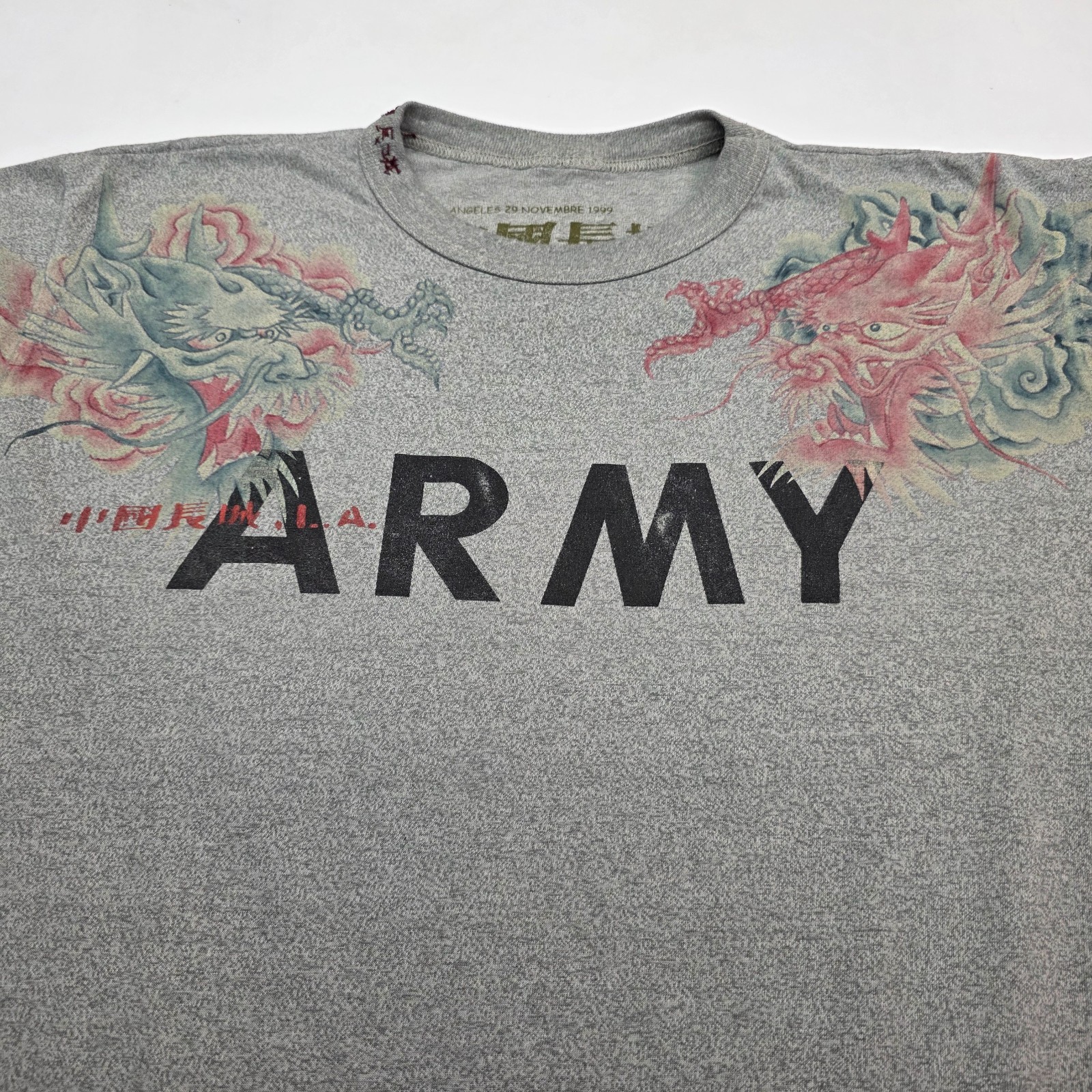 The Great China Wall Army T Shirt Men L/XL Boxy Dragon Custom Embroidered READ gallery