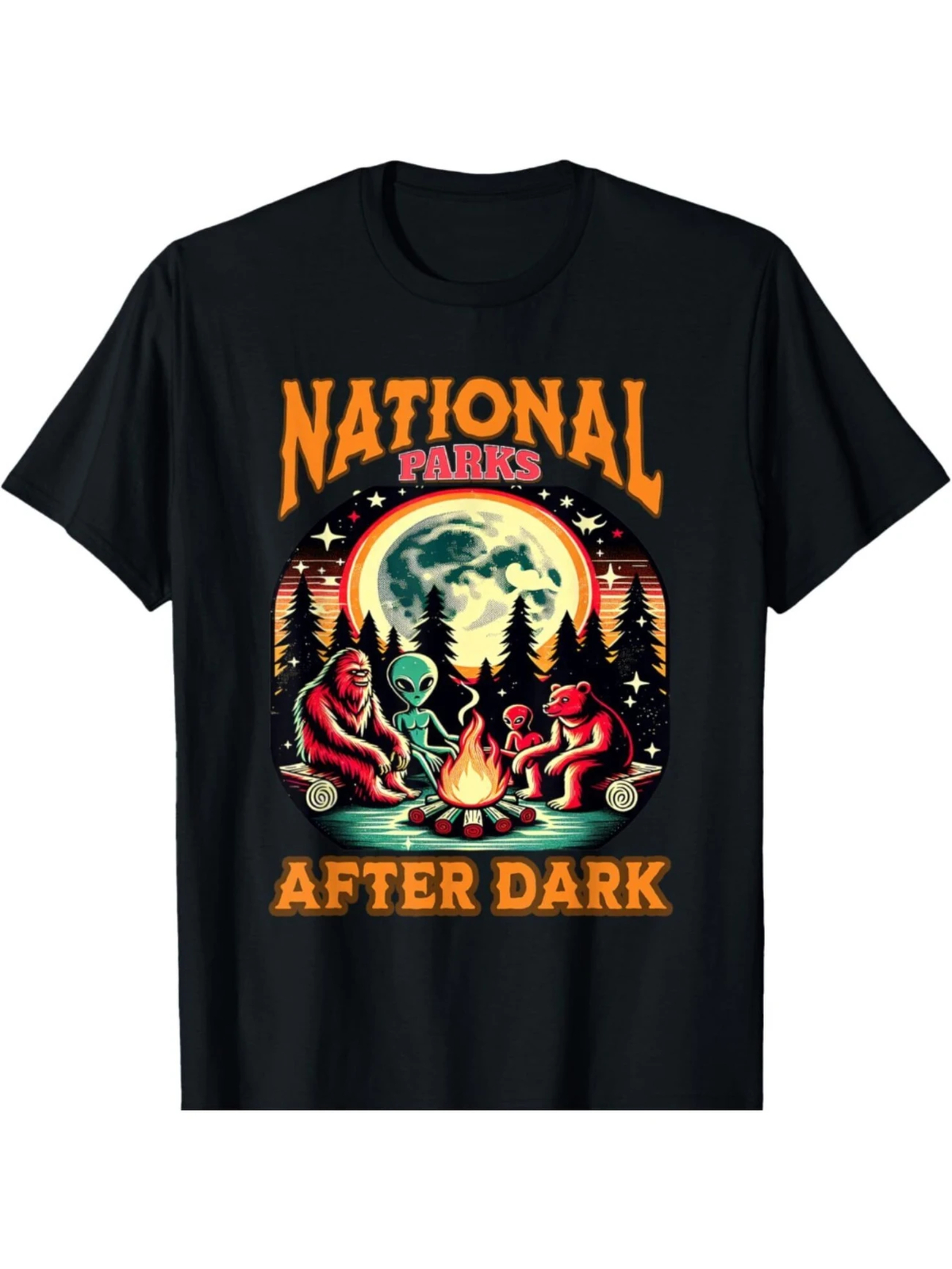 1pc National Parks After Dark Geometric-Pattern T-Shirt, 100% Cotton Crew Neck, gallery