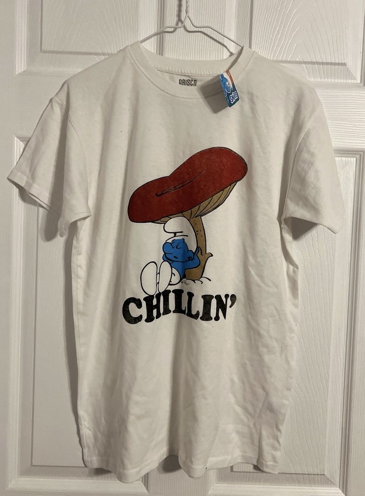 Brisco Brands NWT Smurf Mushroom Chillin’ Short Sleeve Tshirt Size Medium