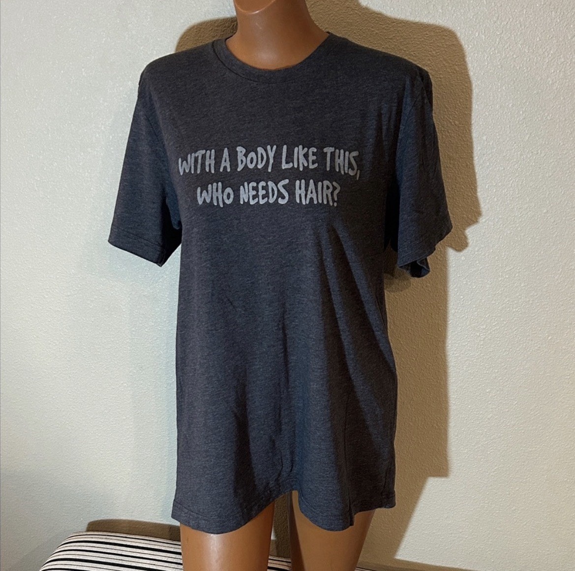 Threadfast Apparel Men's Gray Funny Graphic Print Crew Neck T-Shirt Size L gallery