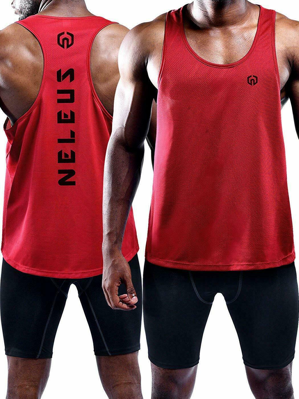 NELEUS 'Dry Fit Logo Muscle' Mesh Tank Top Men's S Gym Workout Exercise Red NEW! gallery