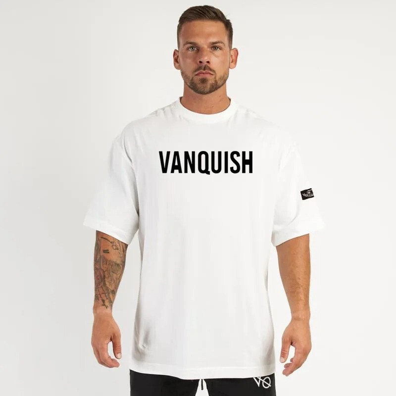 Men's Cotton Round Neck Oversized Gym T-shirt Loose Fit And Comfortable Clothing gallery