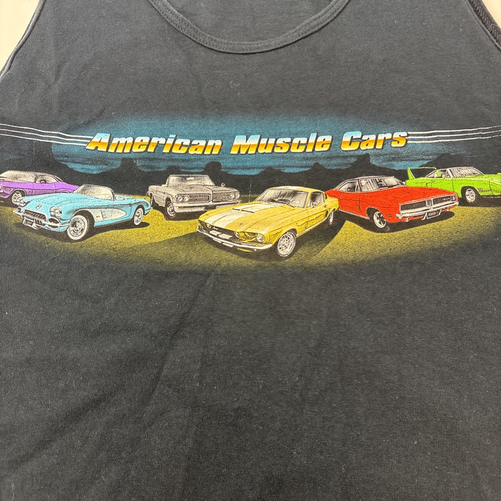 Vintage American Muscle Cars Tank Tee Large Black 90s Firebird Mustang Corvette gallery