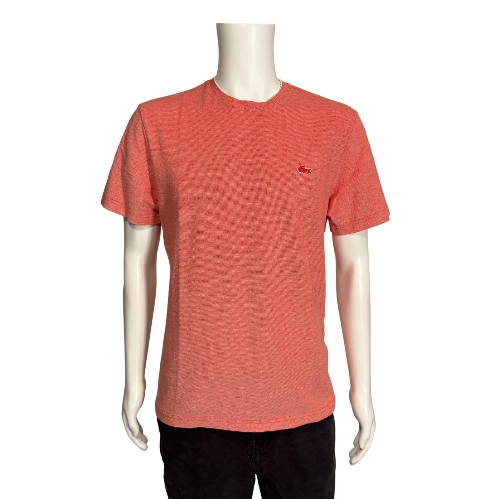 Lacoste Mens Slim Fit Pique T-Shirt Coral Orange Heather FA10437 Size XL FR 6 gallery
