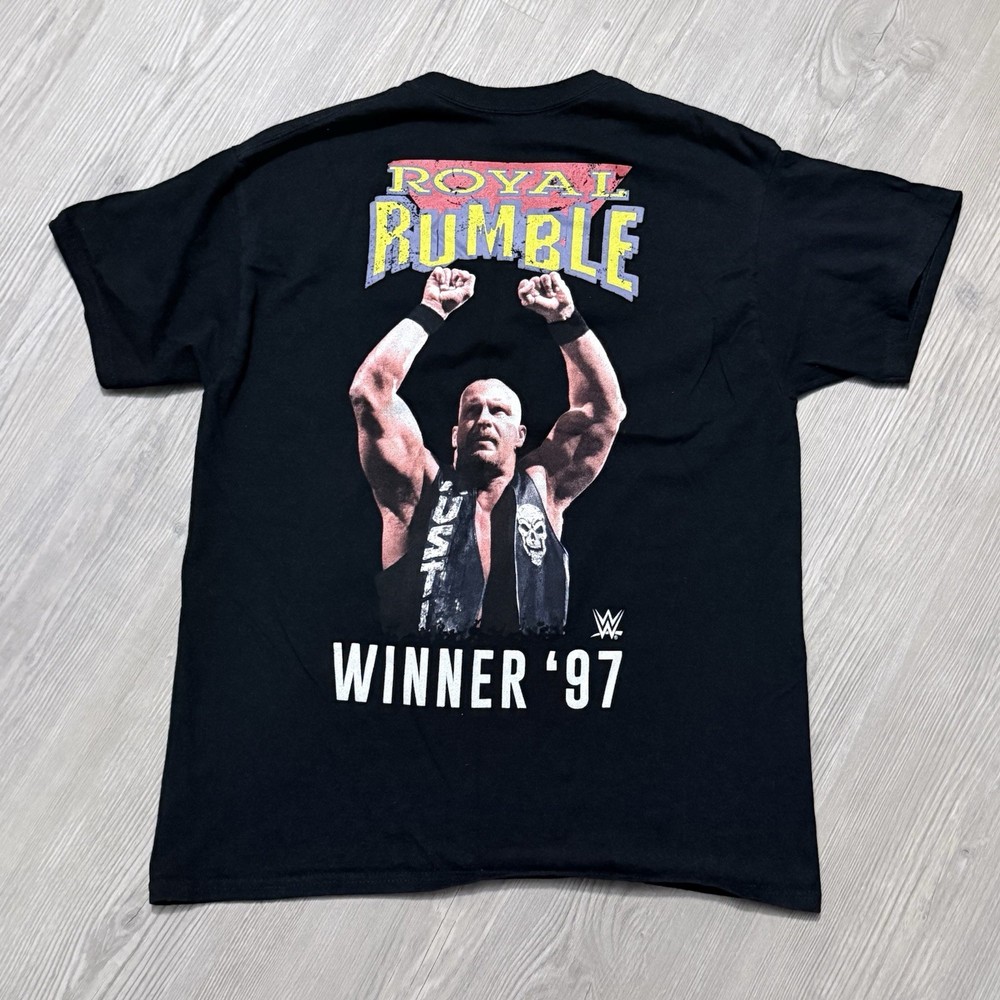💀 Stone Cold Steve Austin Men’s L Black Royal Rumble WWE Wrestling T-Shirt