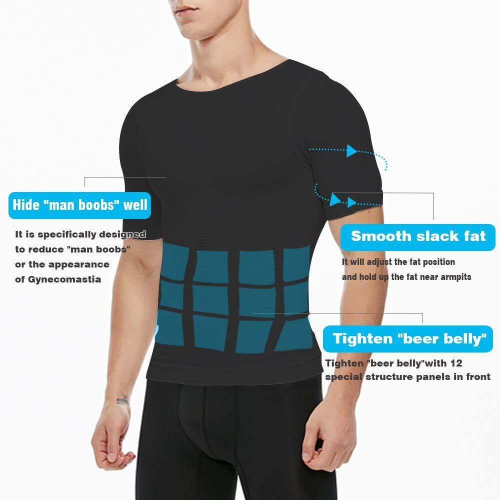 Men Slimming Body Shaper Gynecomastia T-shirt Posture Corrector Vest Compression gallery