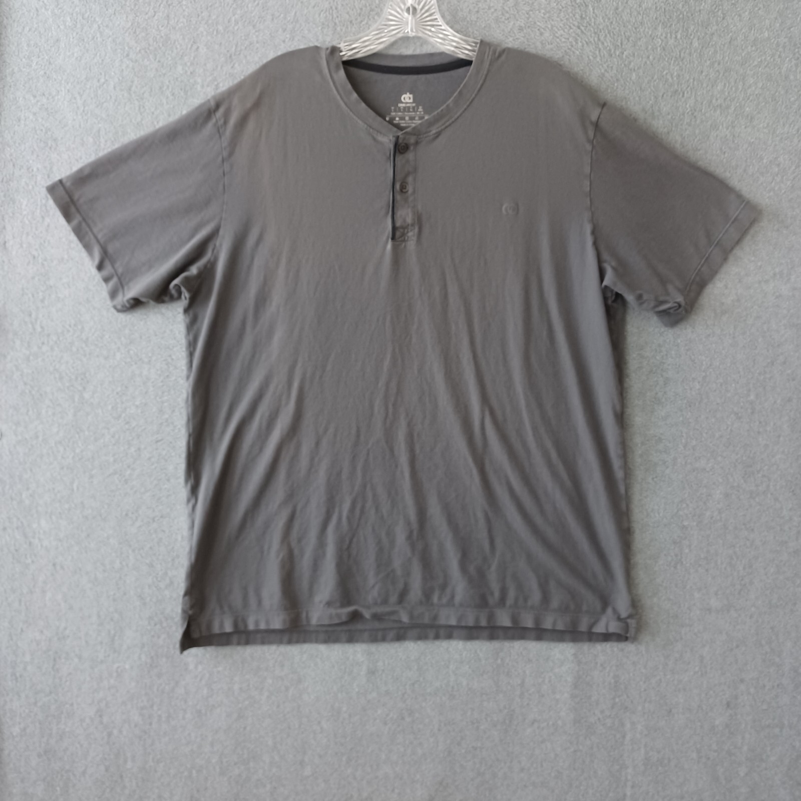 David Archy Shirt Mens Large Gray Short Sleeve Crew Neck Button Casual Shirt