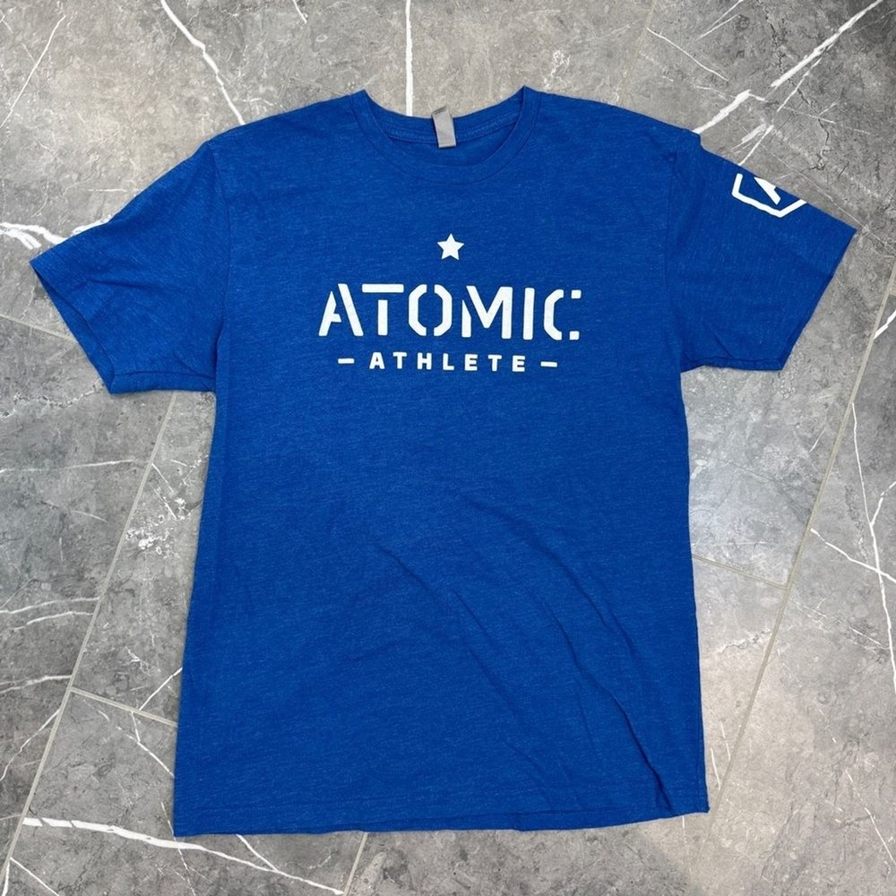Atomic Athlete Blue Legs Feed The Wolf Mens Graphic TShirt Size M
