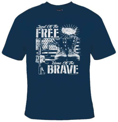 Land Of The Free Home Of The Brave American Flag Patriotic Graphic T-shirt