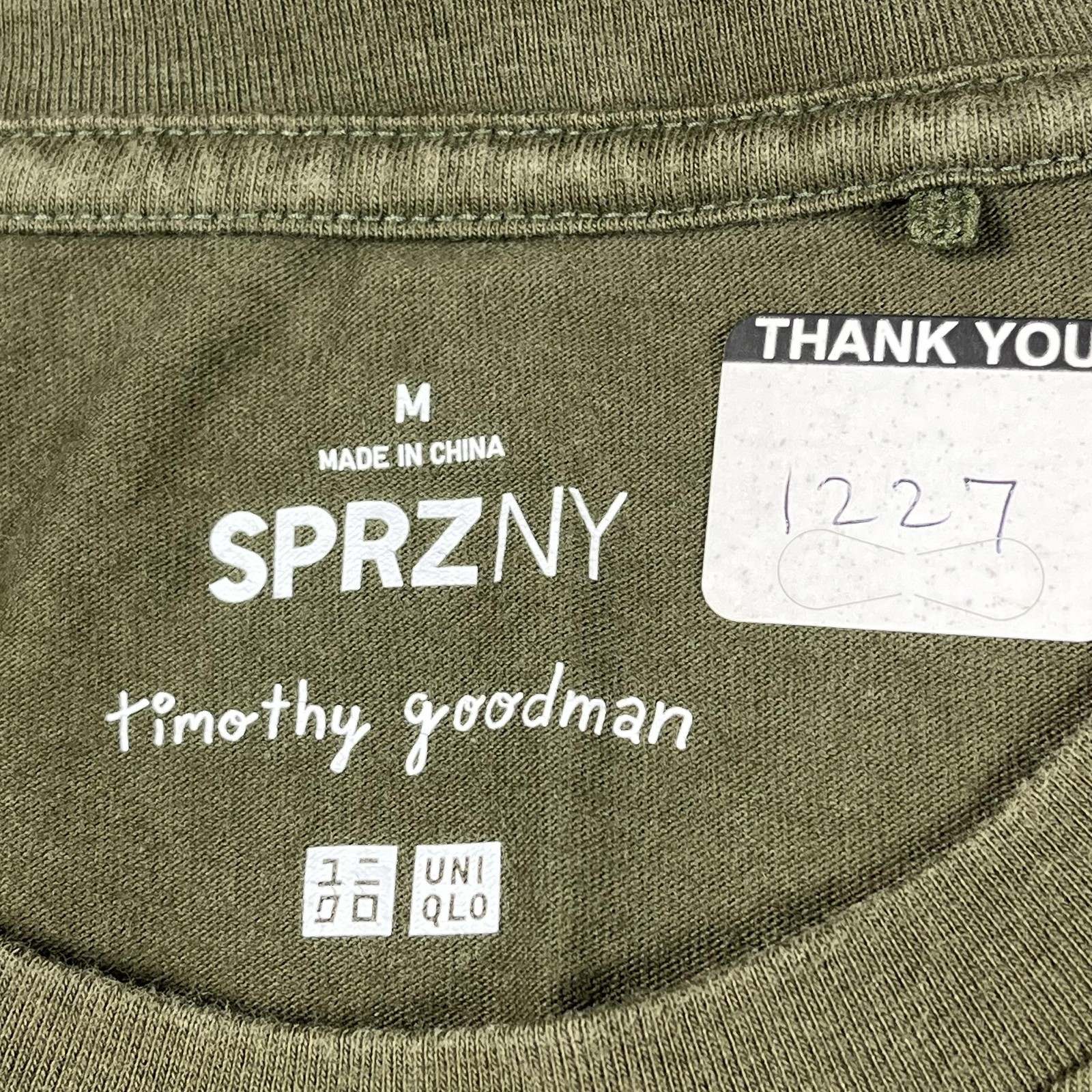 Uniqlo SPRZ NY Timothy Goodman Shirt Mens Medium Olive Graphic Pocket NYC Map gallery
