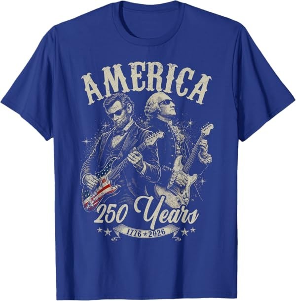 George Washington Lincoln Playing Guitar Abe Lincoln 250th T-Shirt gallery