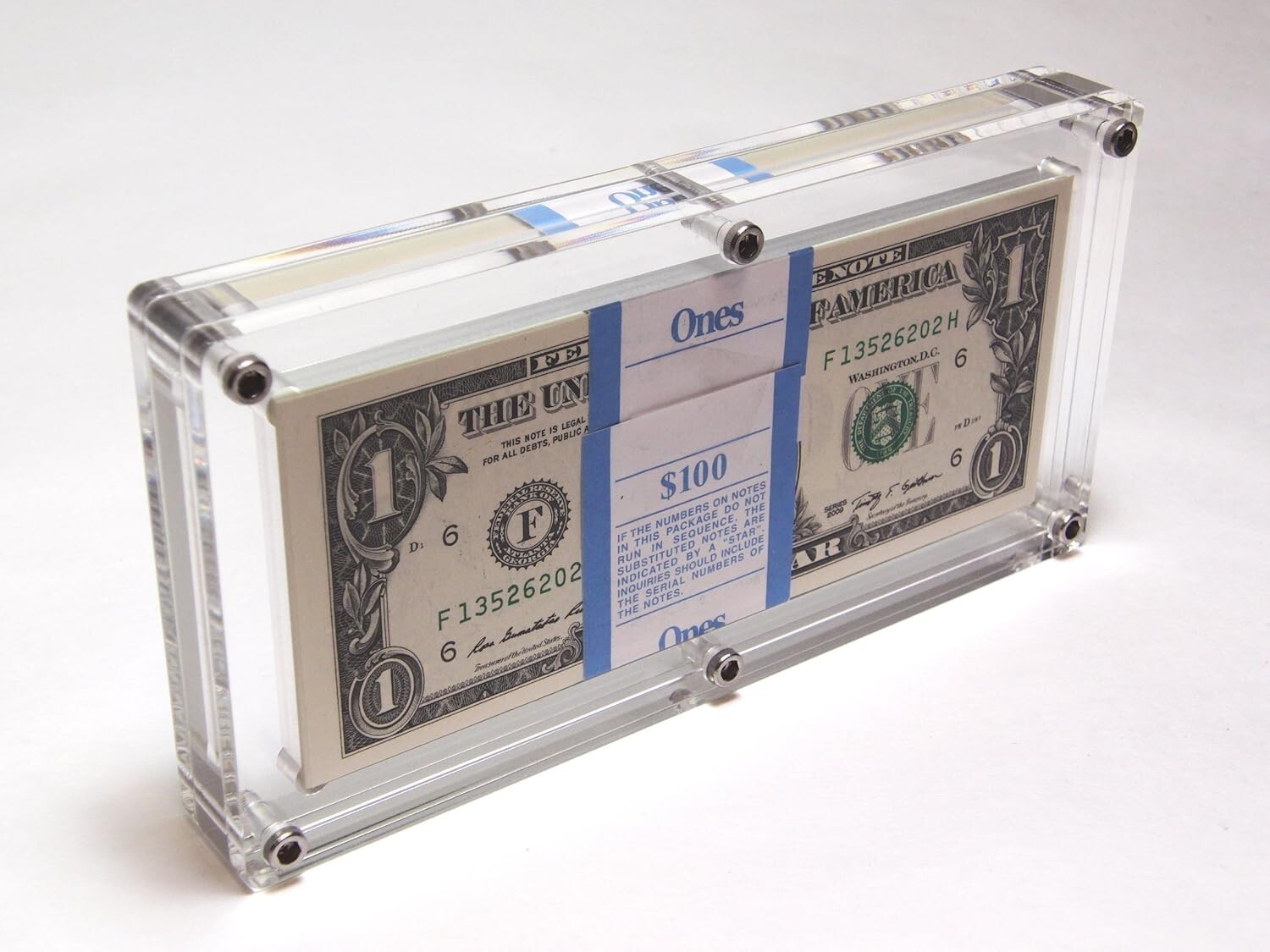 Acrylic Currency Display Holder for 100 Bills Stackable Clear Money Case Stand