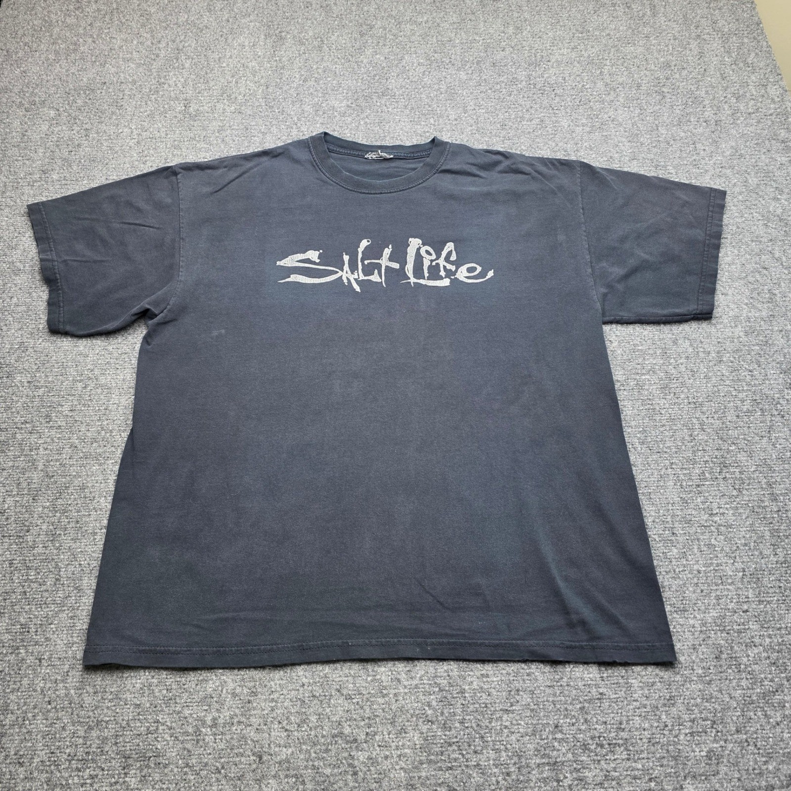 Salt Life Mens T-Shirt 2XL Faded Black Spellout Graphic Surf Fishing Tee gallery