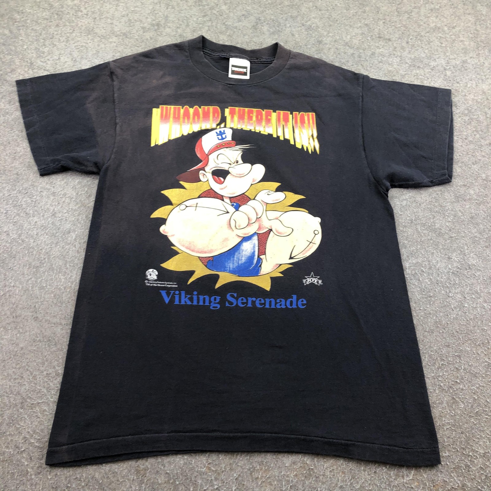 Vintage Popeye Shirt Mens Large Black Tultex Cruise 1993 90s Viking Serenade