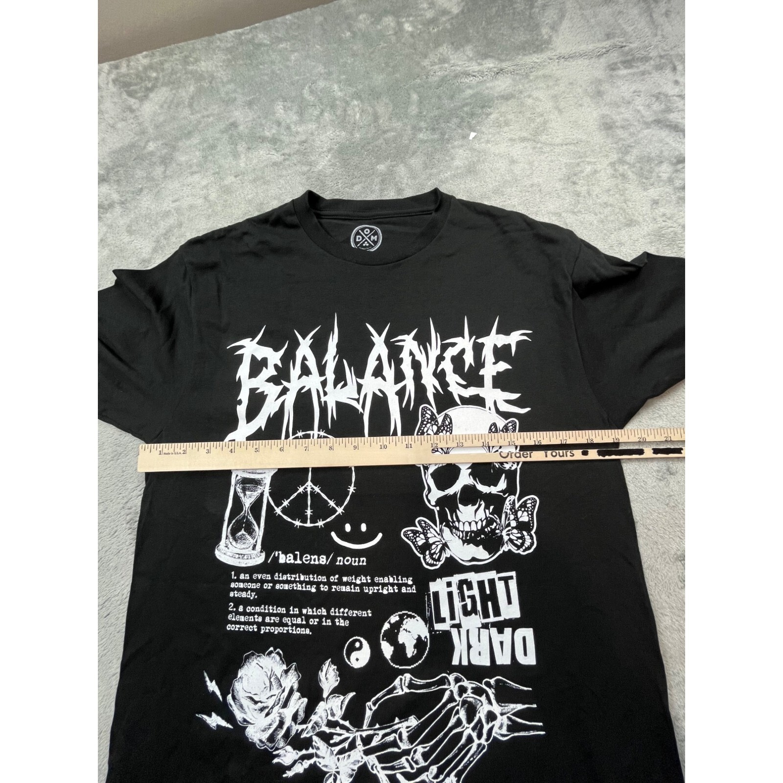 ODM Brand Balance Definition Skull Shirt Mens Medium Black Punk Rock Time gallery