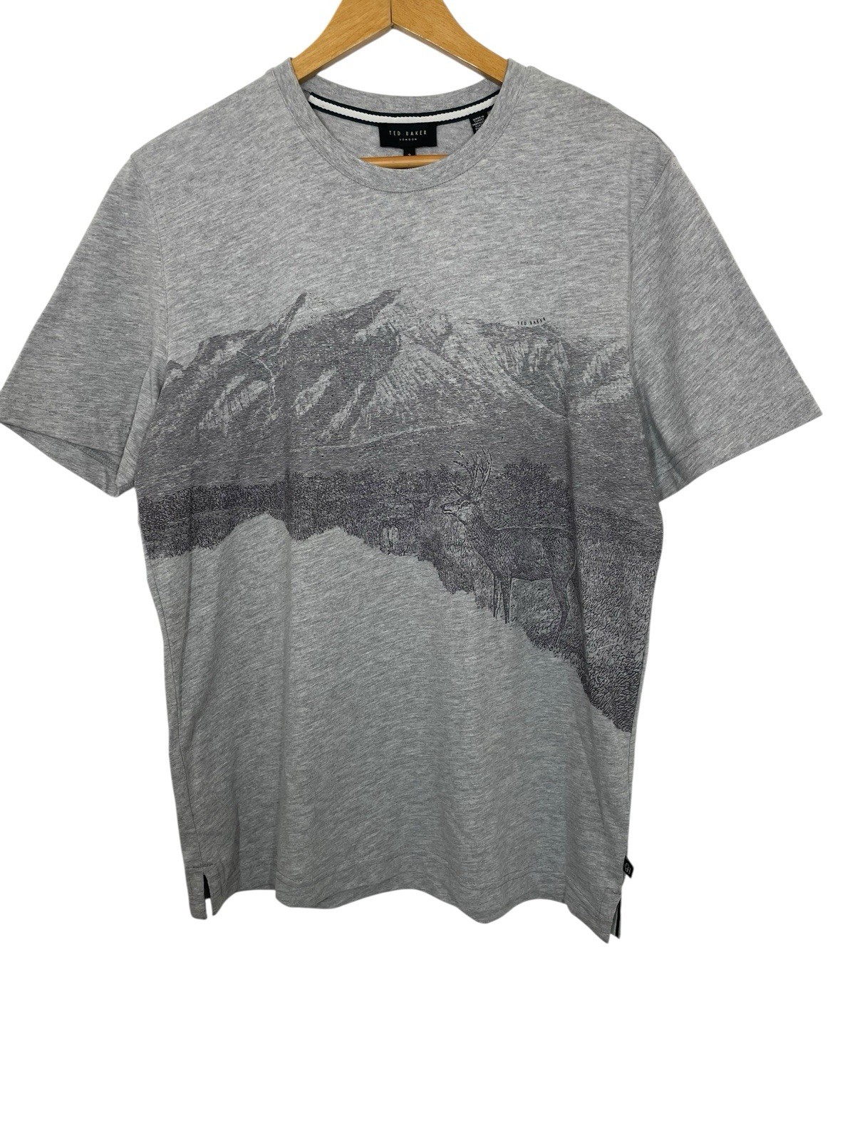 Ted Baker Mens Durness T Shirt Short Sleeve Deer Print Gray Marl Size 3 NEW gallery