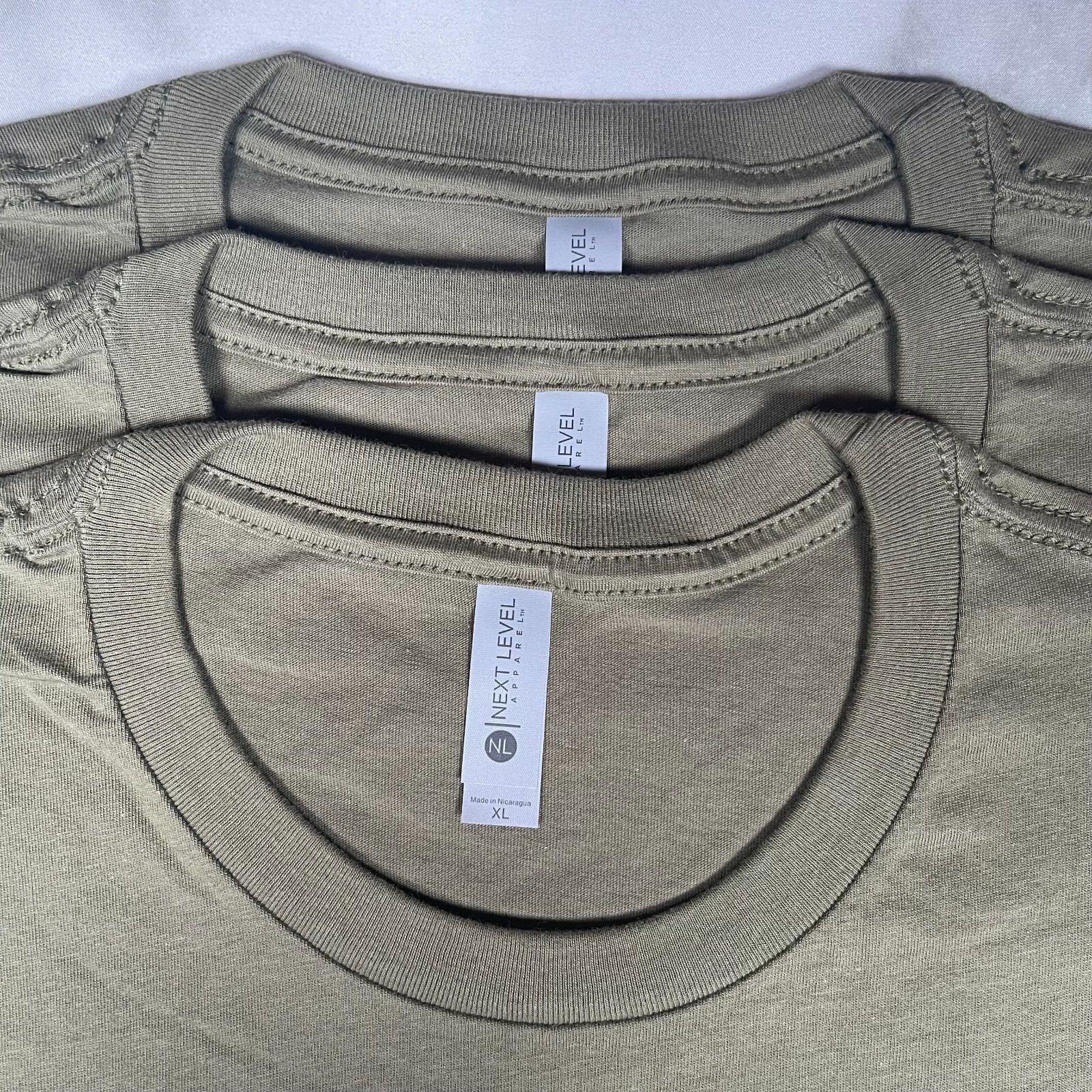 Lot of 3 Next Level Unisex Premium Army TShirts Plain Super Soft US Size XL gallery