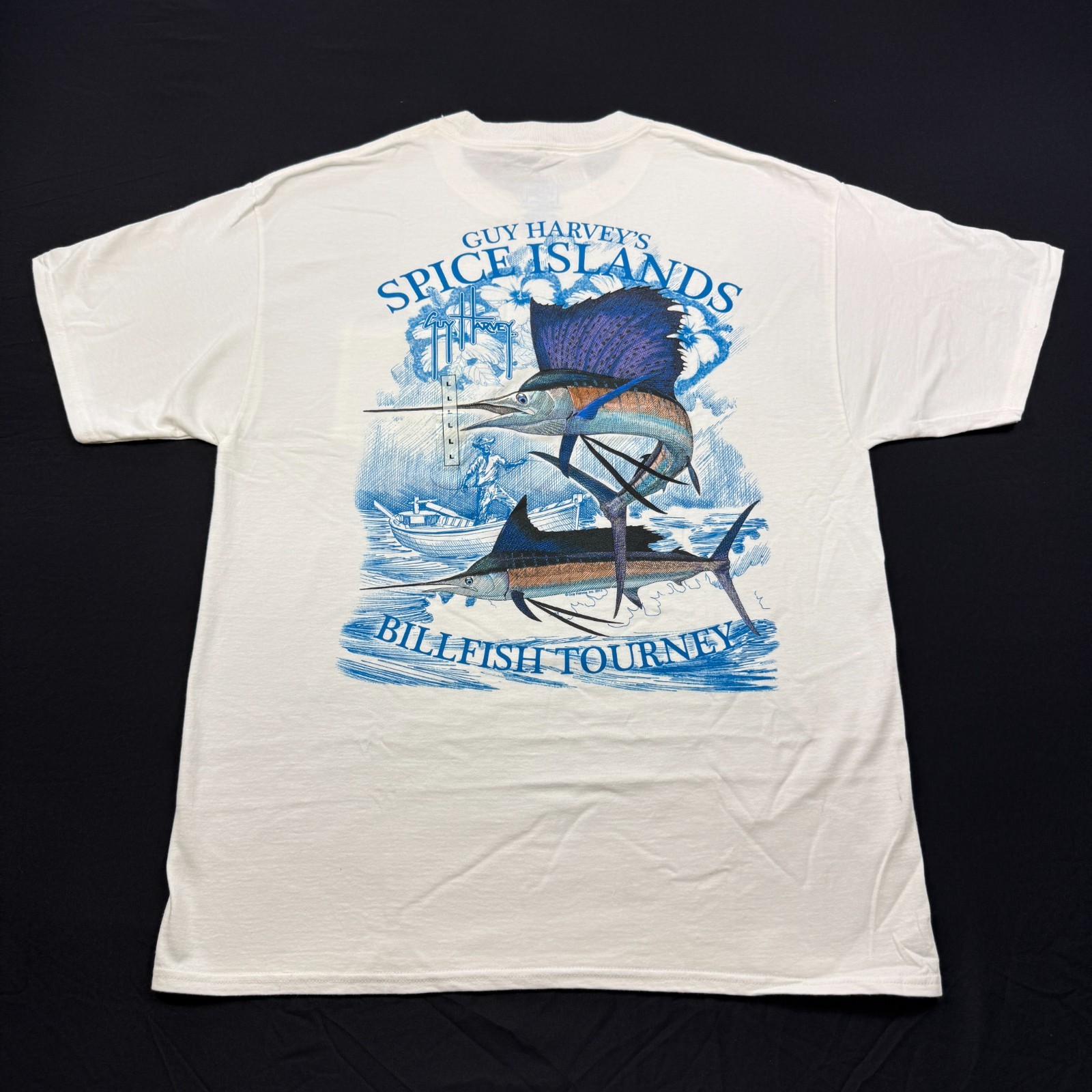 NWT Guy Harvey Spice Islands Billfish Tourney Pocket Tee Shirt Size L White gallery