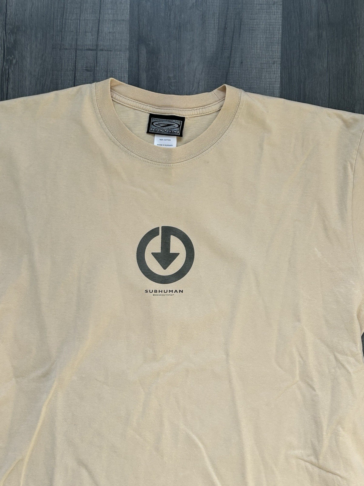 Vintage 90s Seven Tenths Divewear T Shirt Large Beige Scuba 'Subhuman' Tee Rare gallery