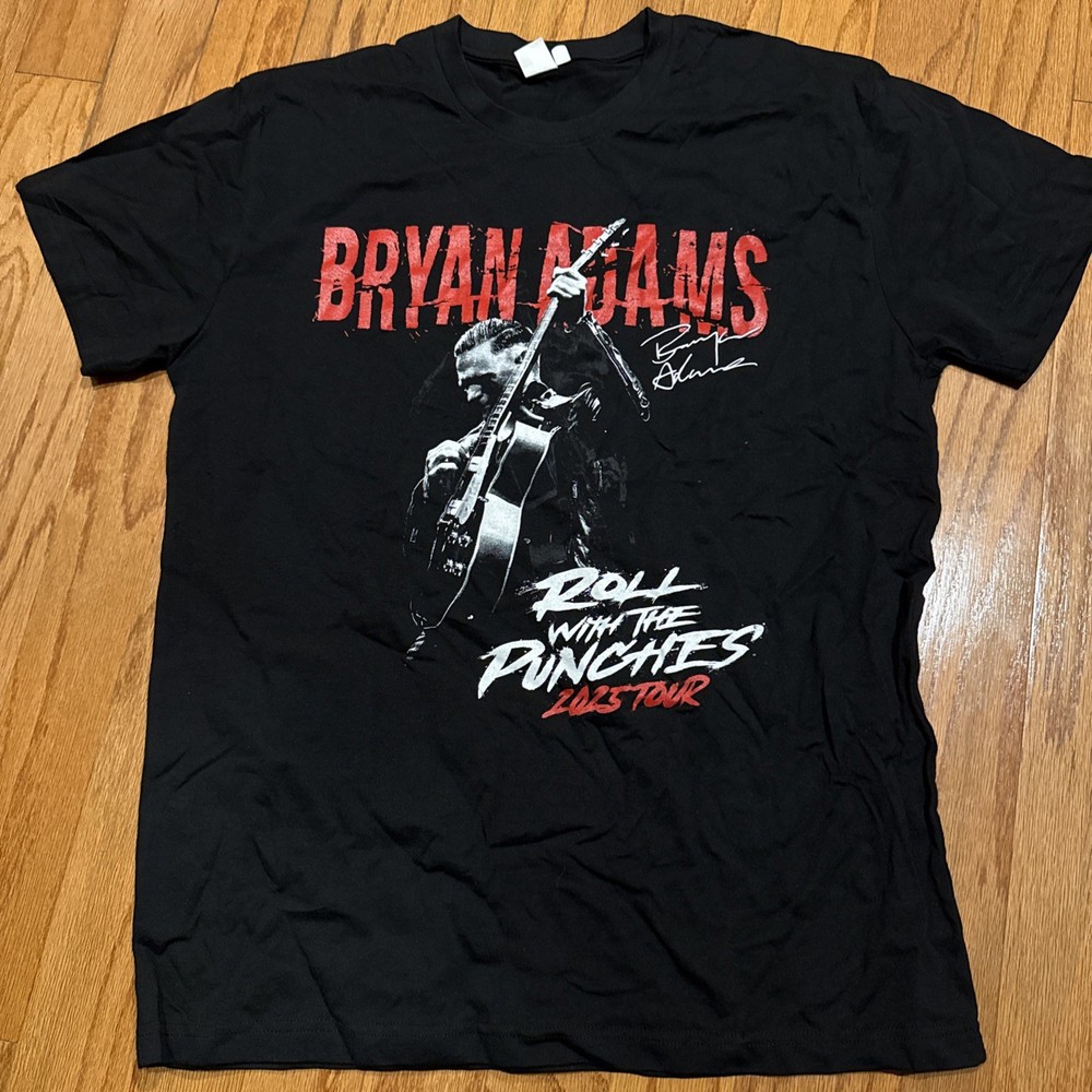 Bryan Adams Roll With The Punches 2025 Tour Black T shirt Men’s New Size XL