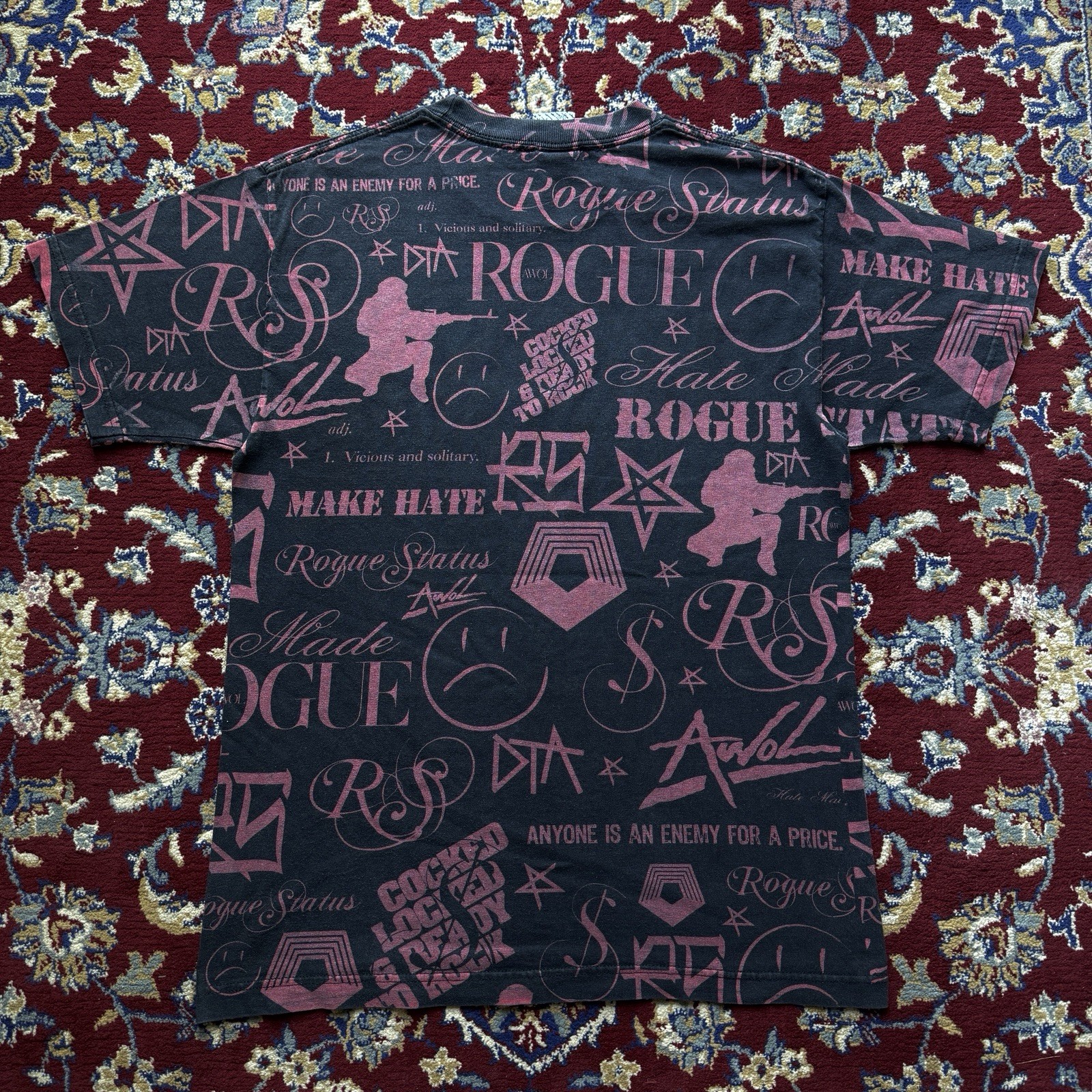 Vintage 2000s Rogue Status Gun Show All over Print All Logo Tee T-shirt Y2K Rare gallery