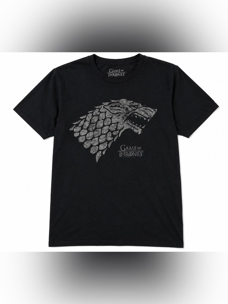 Game of Thrones House Stark Direwolf Black Graphic Tee Medium