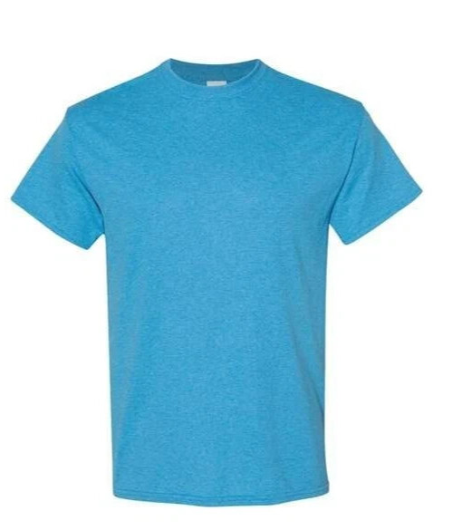 Gildan ADULT T-Shirt Solid Heavy 5050 Cotton Short Sleeve LARGE Heather Sapphire