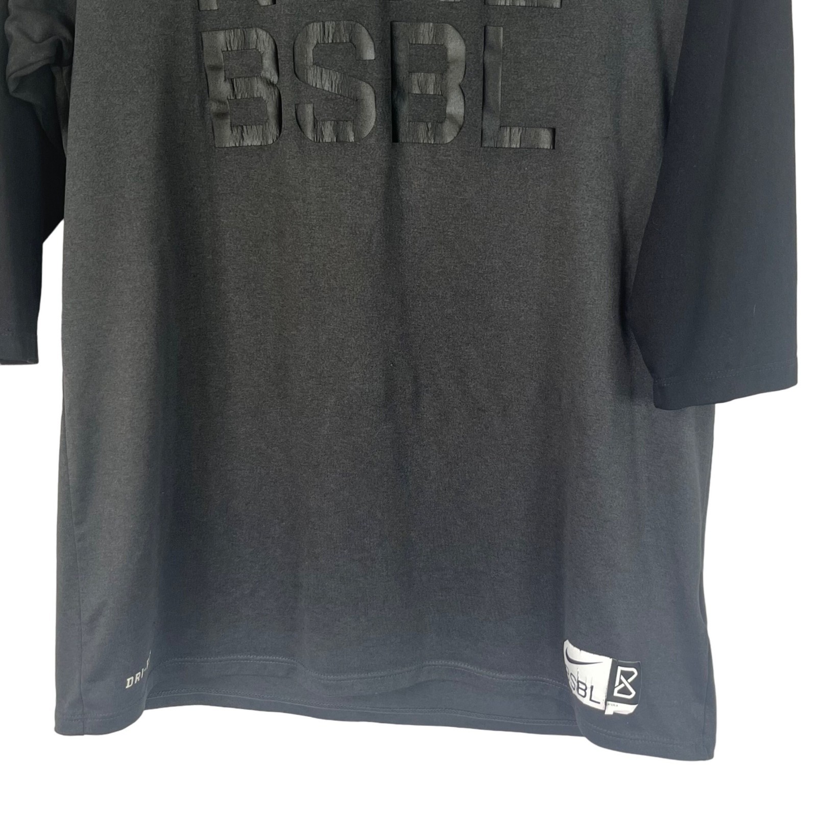 Nike Baseball Tshirt Mens Large Black Gray 3/4 Sleeves Activewear Casual gallery