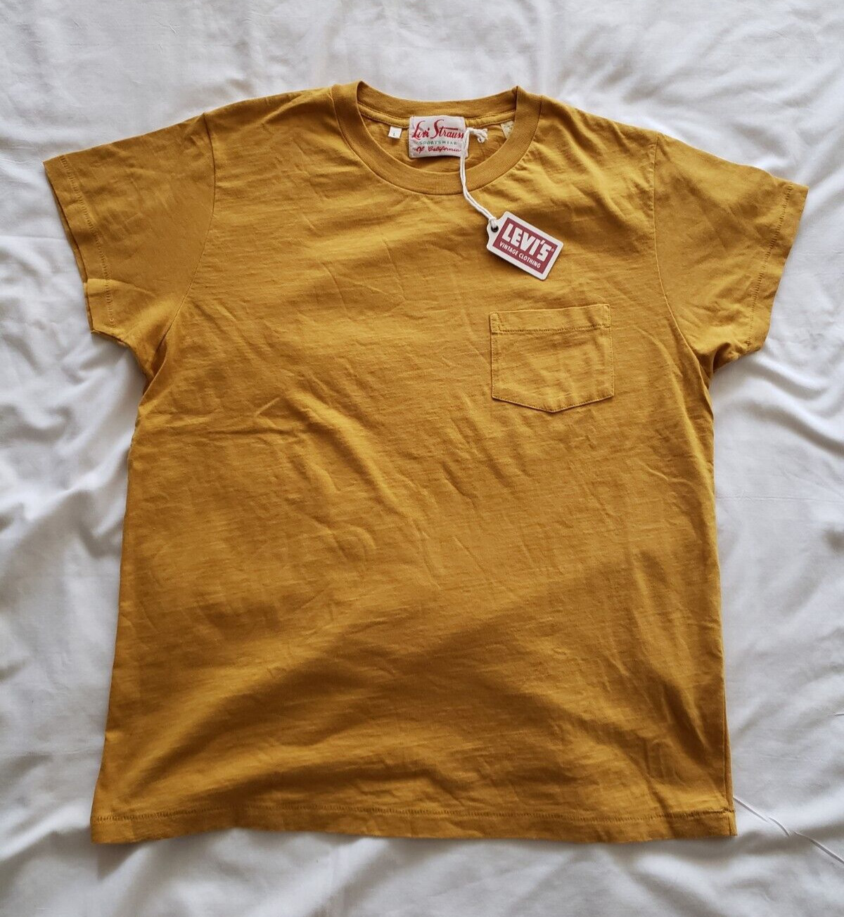 LVC Levi's 1950s Vintage Clothing Sportswear T-shirt Men's Harvest Gold LARGE LG gallery