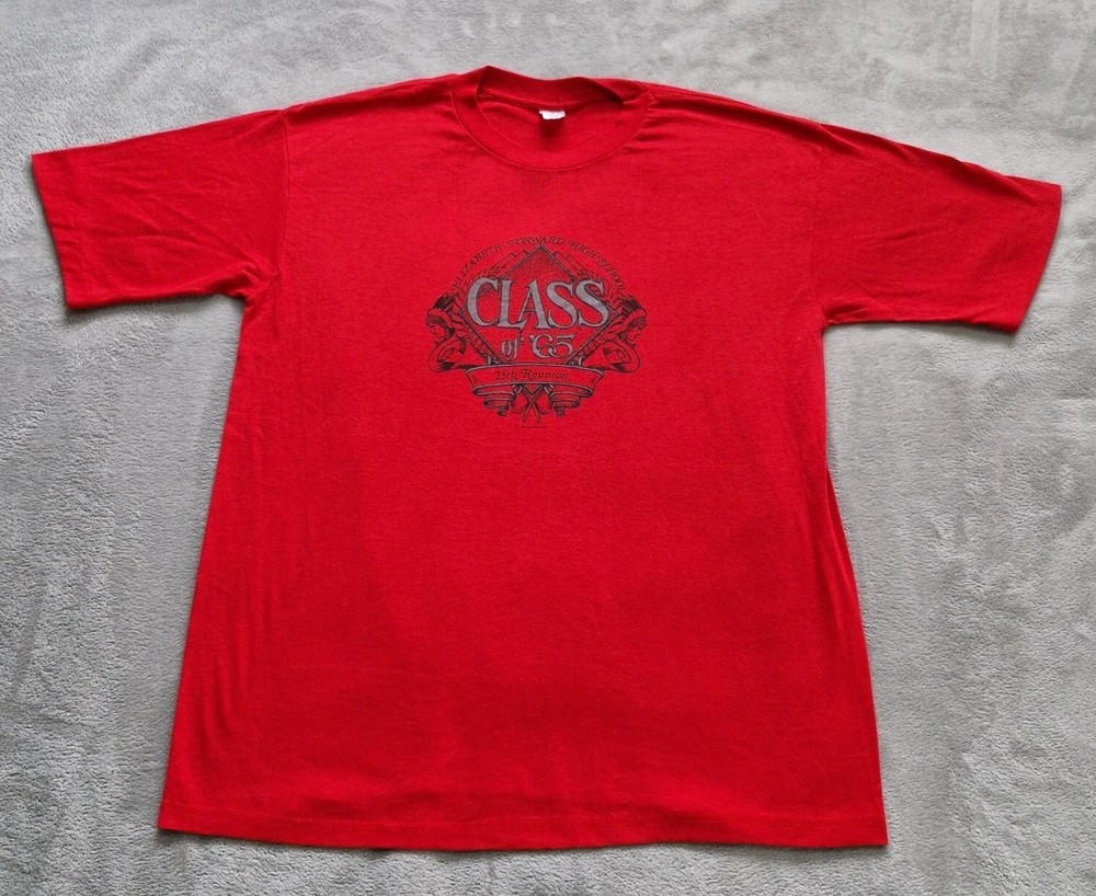 Elizabeth Forward High School T-Shirt Large Red Single Stitch School Reunion
